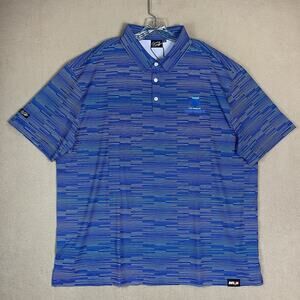Sunday Swagger‎ Polo Shirt Mens 3XL Blue Striped Golf Performance Short Sleeve